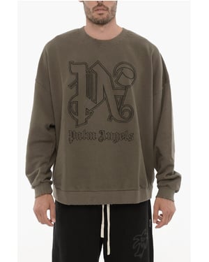 Vintage Effect ronde hals sweatshirt met reliëfmonogram in militairgroen
