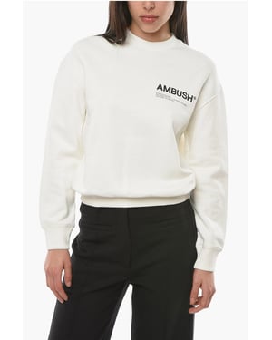WORKSHOP Sweatshirt met ronde hals en logoprint in wit
