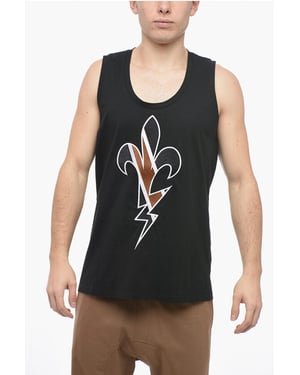 Geborduurd FLEUR-DE-THUNDER tanktopje in zwart