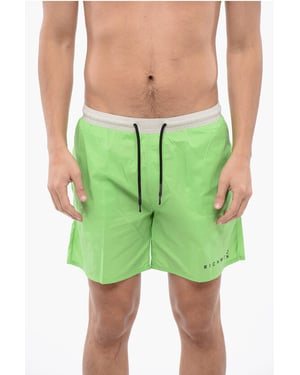 Tweekleurige boxerbadpak in Bianco, Verde