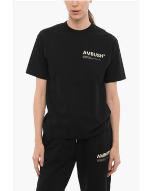 Effen T-shirt met ronde hals en contrasterend logo in zwart