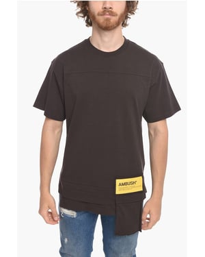 T-shirt met ronde hals en taillezak van katoen