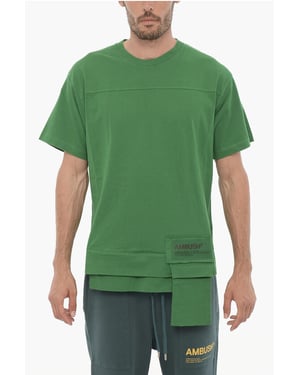 Effen AMAZON SEA FOAM T-shirt met ronde hals en tailleband in groen