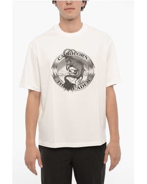 Bedrukt T-shirt met ronde hals van CAPRICORN THE LEADER in het wit