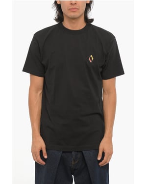 Katoenen T-shirt met ronde hals in zwart