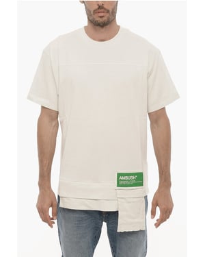 Effen T-shirt met ronde hals en taillezak in wit