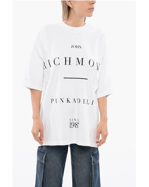 PELAC Oversized T-shirt met contrasterende print in wit