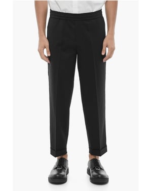 Pantaloni REM Slim Fit a Vita Bassa con Elastico in Vita in zwart