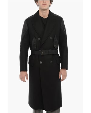 Dubbele stof Slim Fit HYBRID Trench met riem in zwart