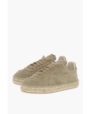 MM22 Katoenen lage sneakers met jutezool in groen