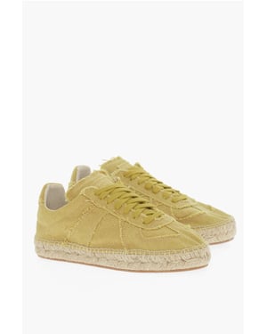 MM22 Canvas Low Top Sneakers met Jute Detail in Geel