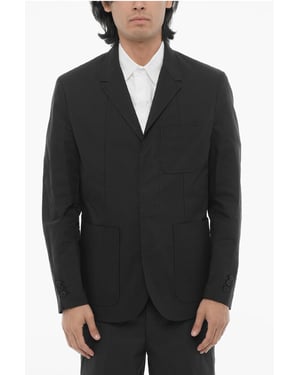 Ongevoerde, slim fit blazer met opgestikte zakken in zwart