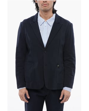 Ongevoerde enkelrijs WOE-blazer in blauw