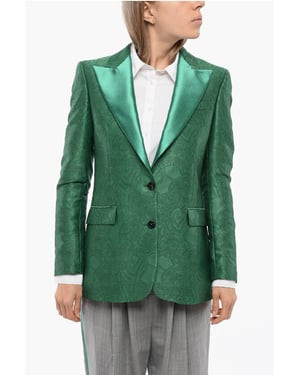 Geborduurde RANBU-blazer met piekrevers in groen