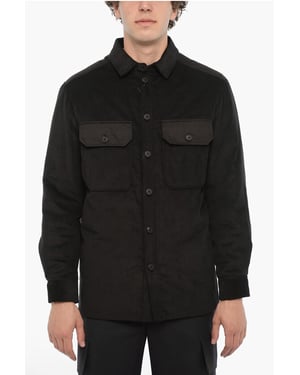 Corduroy overshirt met gewatteerde inzet aan de achterkant in zwart