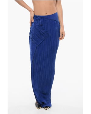 Asymmetrische rok met gedrapeerd design in blauw
