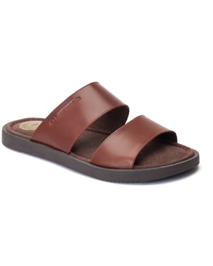 Base London Maven Leren Heren Sandalen In Gebrand Bruin
