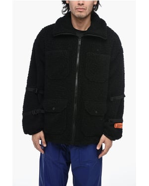 POLAR FLEECE-jack met logo en gespdetails in zwart