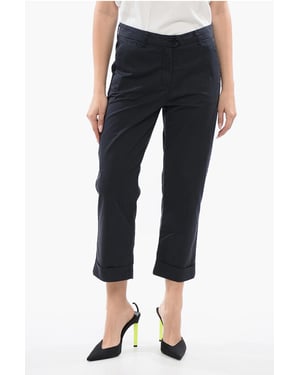 Stretchkatoenen cropped fit chinobroek in blauw