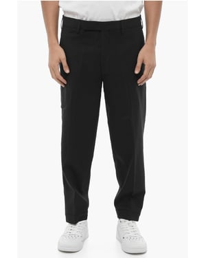 Effen kleur slim fit chino broek met verstelbare enkel in zwart
