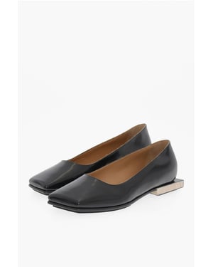 MM22 Lakleer ballerina's met vierkante hak in zwart