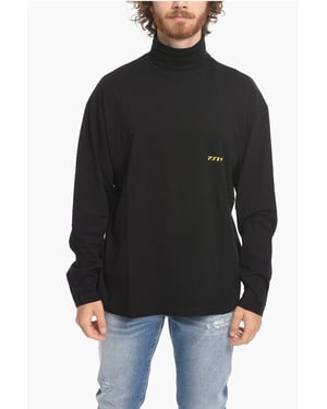 Turtleneck SOLAR POWER katoenen T-shirt in zwart