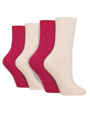 4-Pack Dames Cashmere Biesokken | Ademend Cozy Geribde Wol Bed Sokken