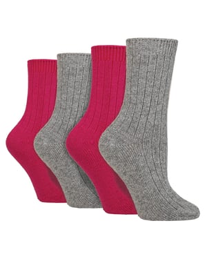 4-Pack Dames Cashmere Boot Sokken | Ademend Comfortabele Geribbelde Wol Bed Sokken
