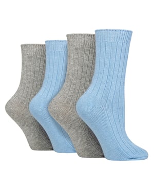 4-Pack Dames Kasjmier Botte Sokken | Ademend Gezellige Geribbelde Wol Bed Sokken