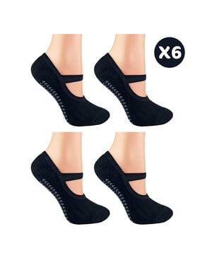 6-Pack Dames Antislip Yogasokken Met Bandjes