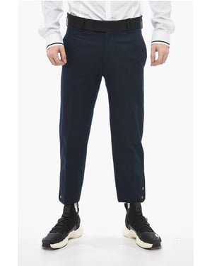 Slim Fit TOM-broek met contrasterende randen en enkelknopen in blauw