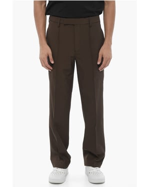 Slim fit broek van technische stof in bruin
