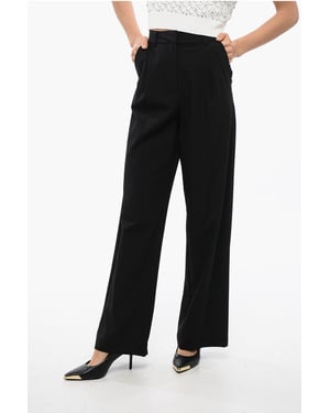 Rechte DRUMMOND-broek met plooien in zwart
