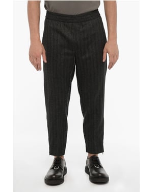 Slim fit casual broek van maagdelijke wol in grijs
