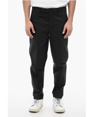 Broek van katoenmix met METAL HEM en normale taille in zwart