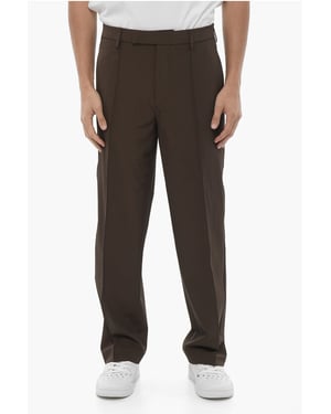 Rechte, slim fit pintuck-broek in bruin
