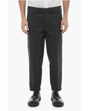 Broek met normale taille en slim fit en riemlussen in zwart