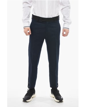 Slim Fit TOM-broek met contrasterende randen en enkelknopen in blauw