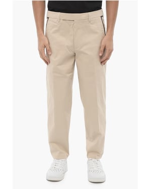 Regular Fit Slim Fit Broek met Riemlussen in Beige