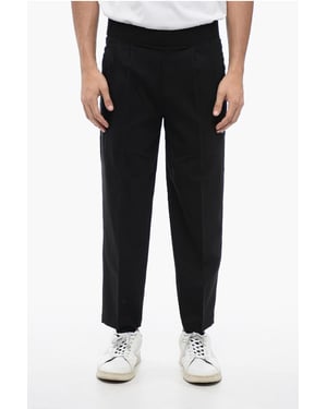 Tapered Fit linnenmix broek met dubbele plooi in zwart