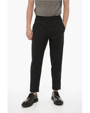 Slim Fit Broek met Enkelrits in Zwart