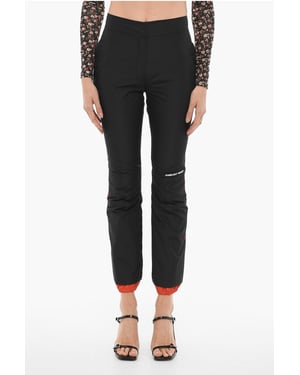 Nylon broek met enkelrits in zwart