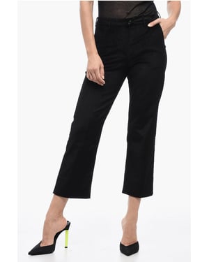 Corduroy cropped broek in zwart