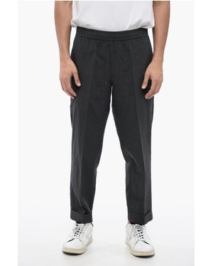 Gerimpelde katoenen REM Slim Fit-broek in grijs