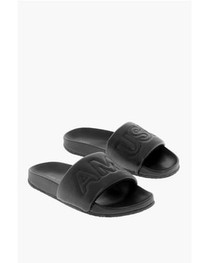 Effen leren slippers in zwart