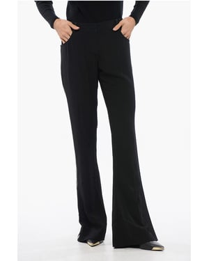 Flared-fit broek met strass-steentjes aan de zijkant in zwart
