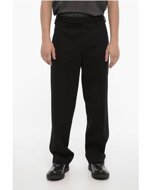 Losse neopreen broek met riemlussen in zwart