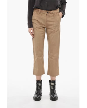 Corduroy broek met wijde pijpen in beige