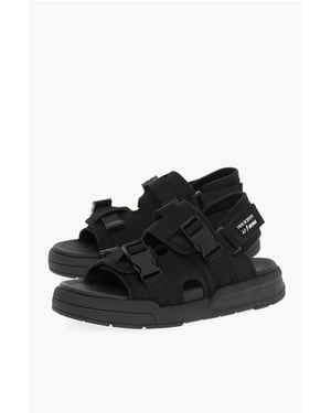 LI-NING effen sandalen met dubbele gesp en sokken in zwart