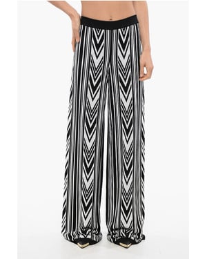 Wijde broek met geometrisch patroon in zwart-wit